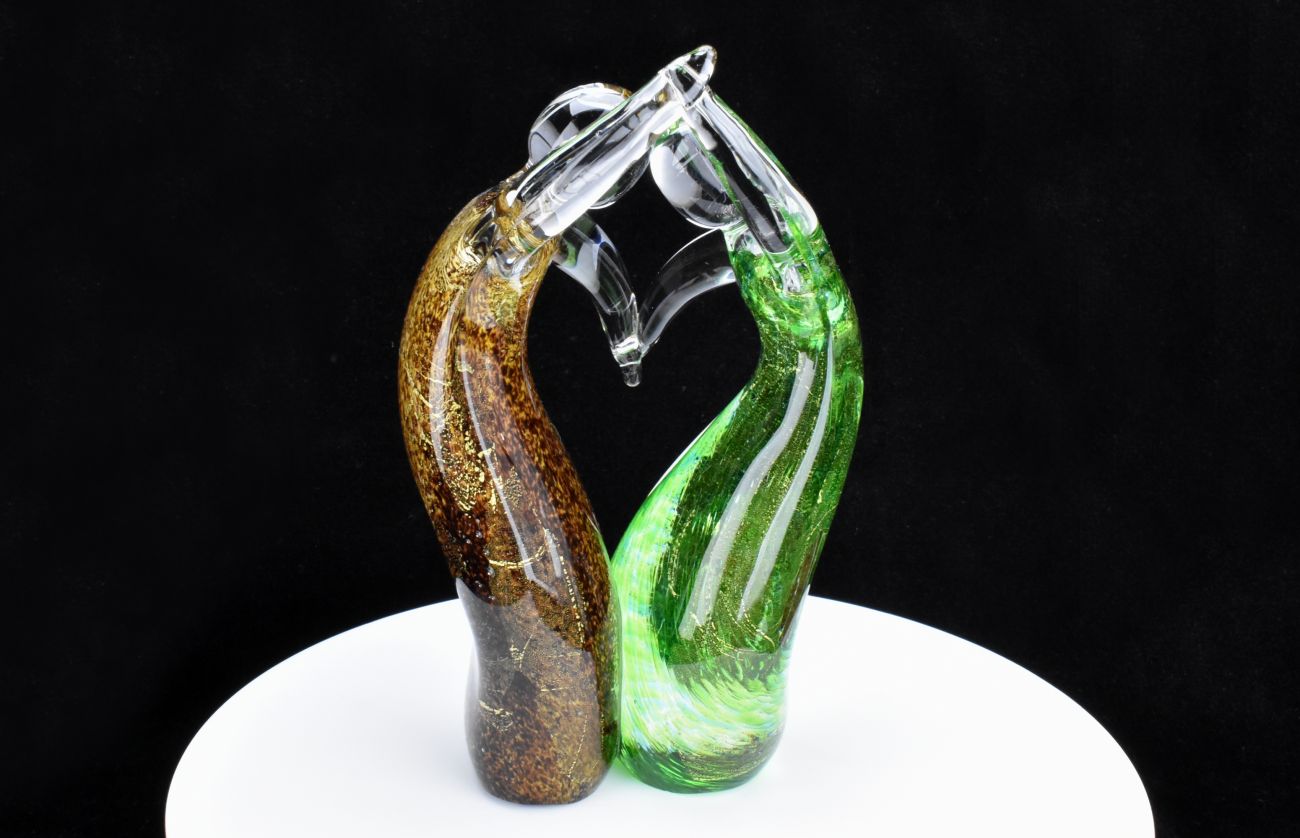 Art Glass Love Heart Couple - Small in Colours